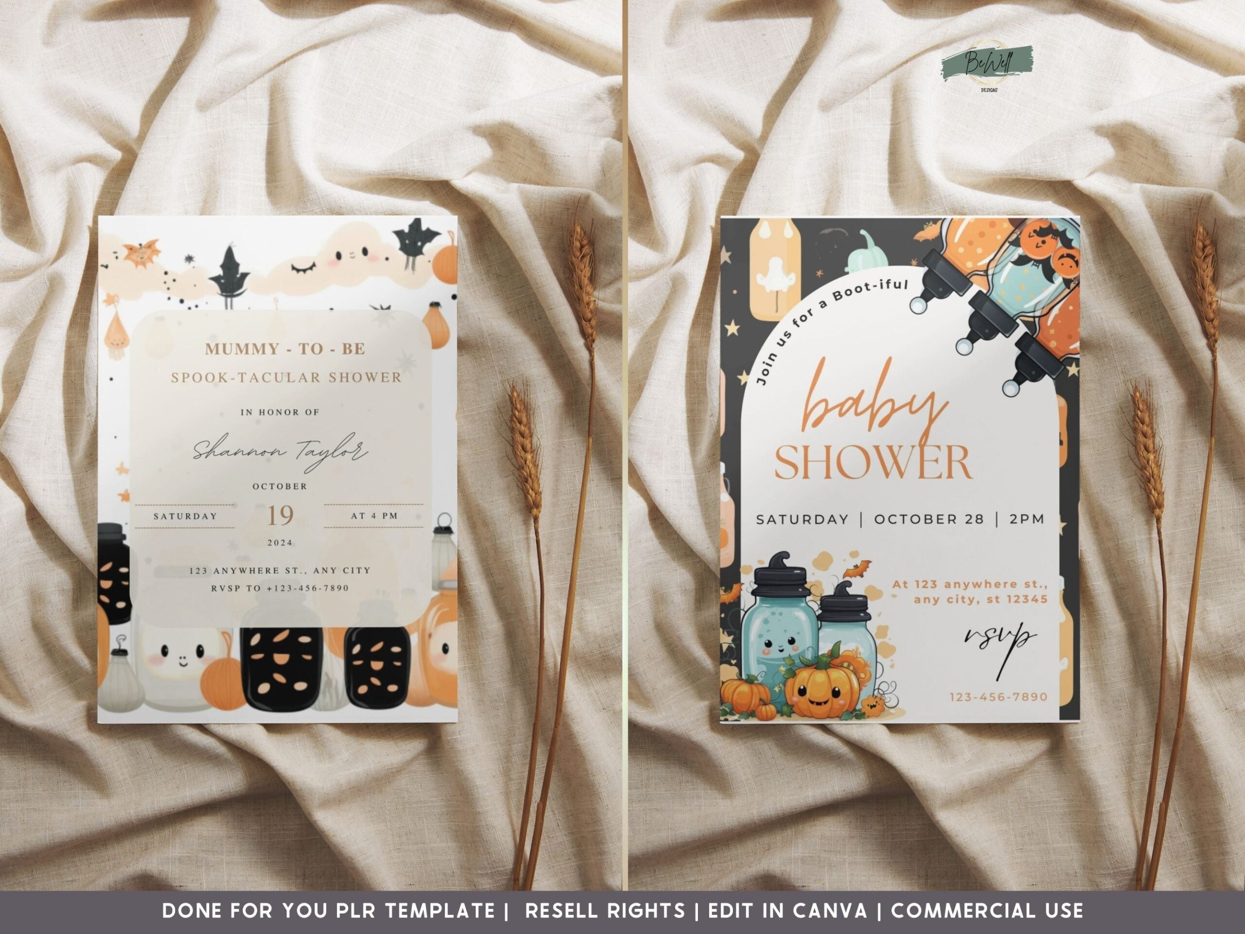 PLR Halloween Baby Shower Invitations